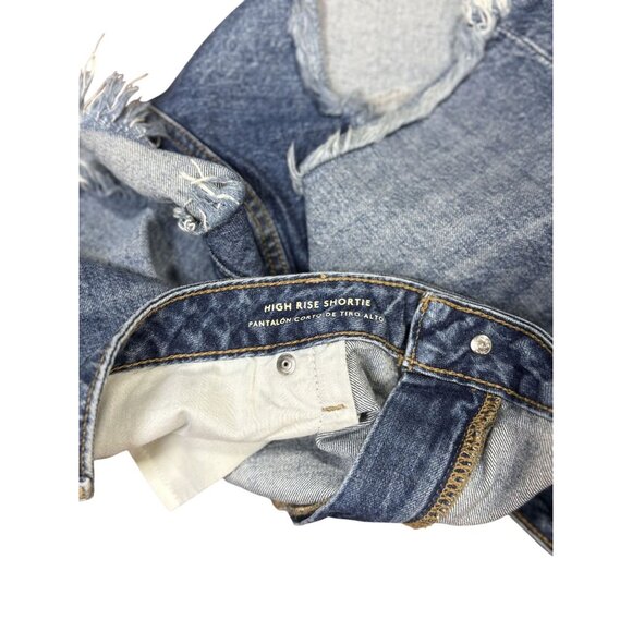 Universal Thread High Rise Shortie Women's 16/33 R Blue Denim Frayed Hem - Picture 8 of 8